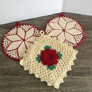 Vtg Handmade Crochet Pot Holders